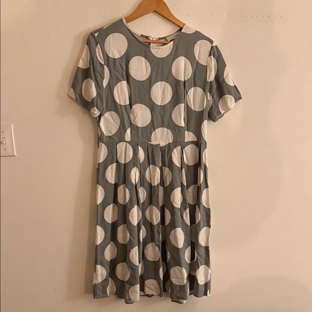 Ces Femme Gray and White Polka Dot Mini Dress